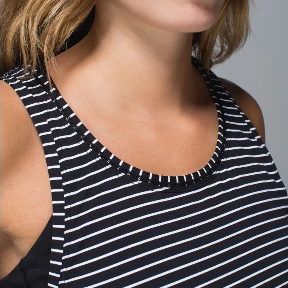 Lululemon Think Fast Tank Parallel Stripe Black White